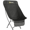 Folding Moon Camping Chair with Supportive Seat and Side Pocket for Outdoor Comfort Black