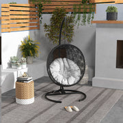 Hanging Hammock Chair Stand with Stable Round Base for Indoor and Outdoor Use Black AOSOM