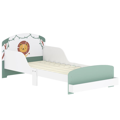 Toddler Bed with Storage and Guardrails for Ages 3 to 8 Fits 140 x 70cm Mattress, Green
