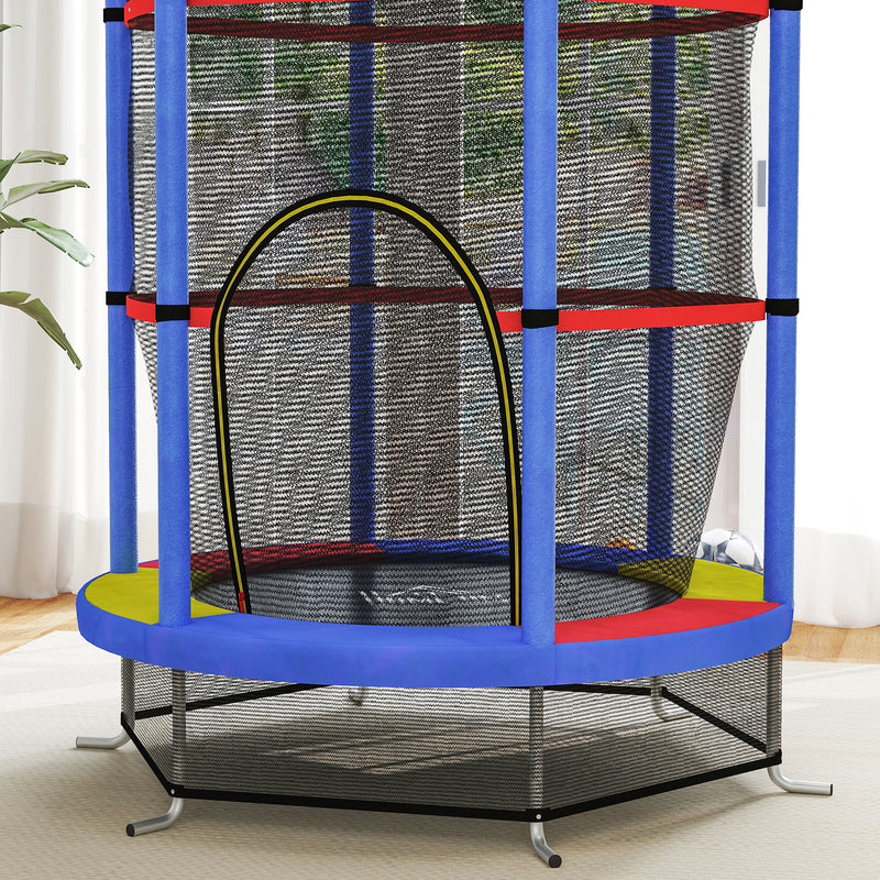 Kids Trampoline with Enclosure Net Steel Frame for Ages 3 to 6 Multicoloured by HOMCOM AOSOM