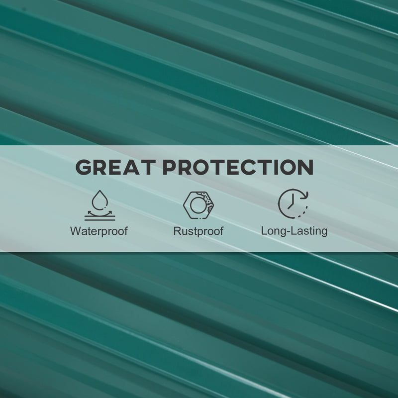 Green Galvanised Metal Roofing Sheets Pack of 24 for Greenhouse Shed Garage 129 x 45cm by Outsunny