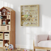 Oak Display Cabinet with Glass Doors and Six Shelves for Storage and Showcase by HOMCOM