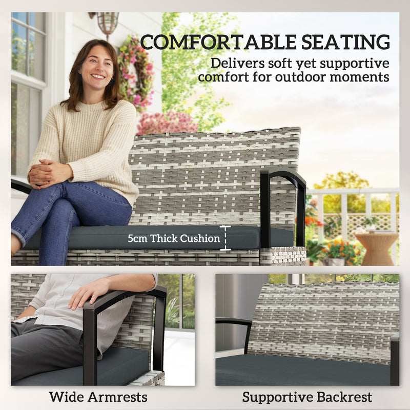 Garden Storage Bench with 125L Hidden Compartment and Padded Seat for Two Dark Grey Outsunny