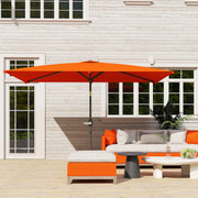 Orange 3x2m Rectangular Patio Parasol with Tilt Crank Aluminium Canopy by Outsunny