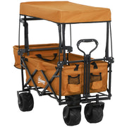 Orange Folding Trolley Cart with Canopy and Handle for Shopping Camping by Outsunny