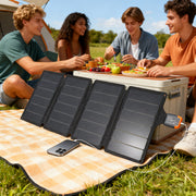36W Foldable Portable Solar Charger With USB Ports Ideal For Camping and Outdoor Use Black AOSOM