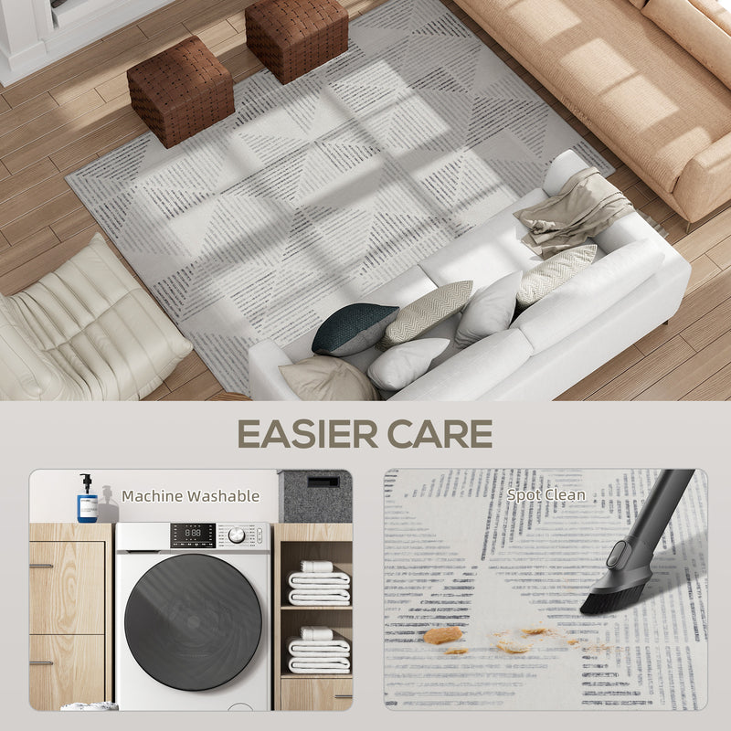 Large Geometric Area Rug Soft Washable Non Slip Carpet For Living Room Or Bedroom Grey