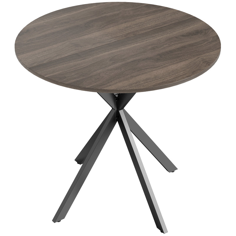 Round Dining Table with Adjustable Feet for Stable Family Meals Brown
