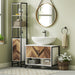 Cream White Under Sink Bathroom Cabinet with Herringbone Doors by HOMCOM