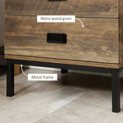 Bedside Table with 2 Drawers for Organised Bedroom Storage and Easy Cleaning Coffee AOSOM