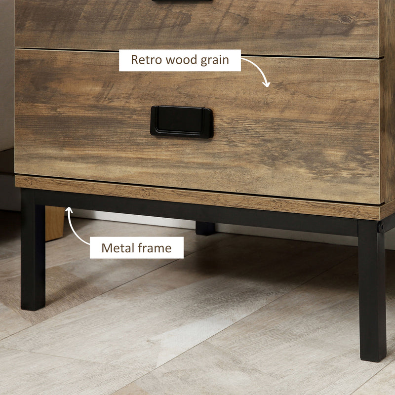 Bedside Table with 2 Drawers for Organised Bedroom Storage and Easy Cleaning Coffee AOSOM