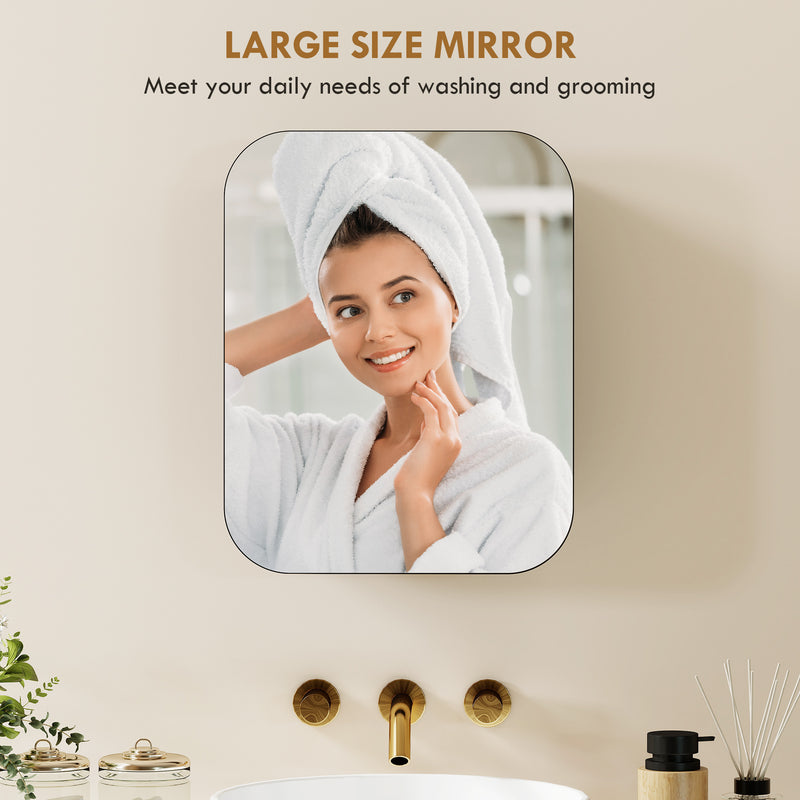 Bathroom Wall Cabinet with Mirror and Adjustable Shelves for Small Spaces 40x10x51cm,  Black Homcom