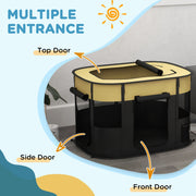 Foldable Portable Dog Playpen with Storage Bag and Ground Stakes for Travel Use Yellow