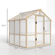 Walk In Polycarbonate Greenhouse With Lockable Door And Window Brown Wooden by Outsunny