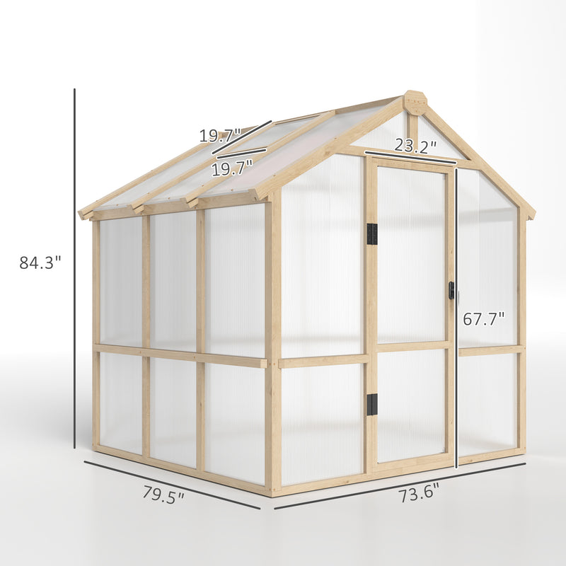 Walk In Polycarbonate Greenhouse With Lockable Door And Window Brown Wooden by Outsunny