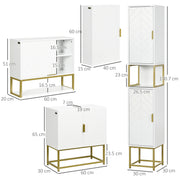 4 Piece White Bathroom Furniture Set With Tall Cabinet and Wall Mounted Storage by Kleankin AOSOM
