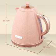 3kW Rapid Boil Electric Kettle With Honeycomb Design Ideal For Fast Brewing, Light Pink