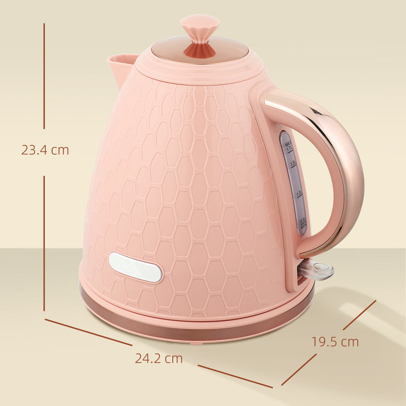 3kW Rapid Boil Electric Kettle With Honeycomb Design Ideal For Fast Brewing, Light Pink