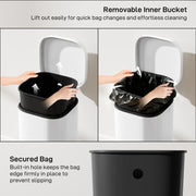 30L Pedal Kitchen Bin With Soft Close Lid And Removable Inner Bucket For Home Use White