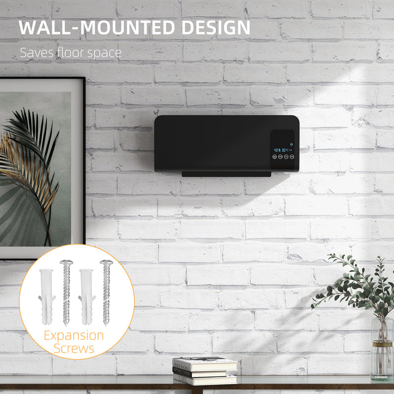 Wall Mounted Electric Heater 2kW with Adjustable Thermostat for Home or Office Use Black