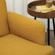 Yellow 2 Seater Velvet Feel Sofa With Thick Padding and Wooden Legs by HOMCOM