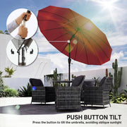 Garden Parasol Umbrella with Adjustable Tilt for Sun Protection and Shade Wine Red Outsunny