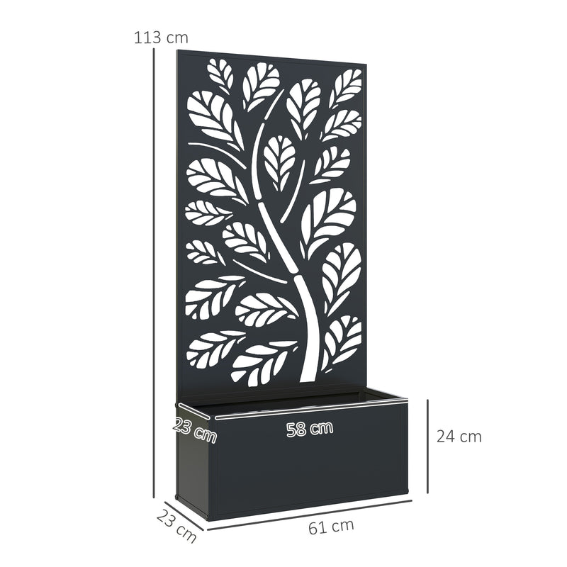 Black Outdoor Metal Planter With Trellis Ideal For Climbing Plants And Garden Display