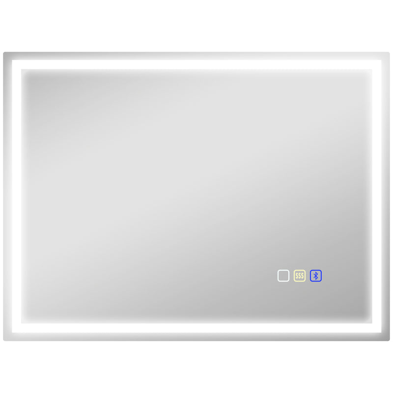 Silver LED Bathroom Mirror 60 x 80 cm with Bluetooth and Anti Fog Function by HOMCOM