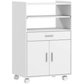 Kitchen Trolley with Storage and Slide-Out Shelf for Small Spaces White