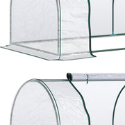 Set of 2 Clear Tunnel Greenhouses with Roll-up Door Steel Frame and Plastic Cover by Outsunny