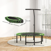 Green Mini Kids Trampoline with Adjustable Handle and Steel Frame by Outsunny AOSOM