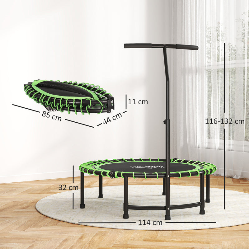 Green Mini Kids Trampoline with Adjustable Handle and Steel Frame by Outsunny AOSOM