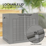 93L Waterproof Plastic Garden Storage Box With Carry Handles For Outdoor Use Khaki