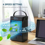 Portable Air Conditioner and Fan with Humidifier and LED Light for Bedrooms or Offices Black AOSOM