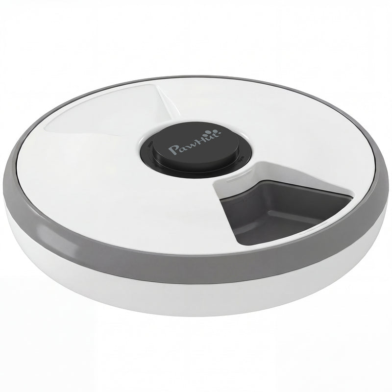 Automatic Cat Feeder With 6 Meal Scheduler and Ice Pack for Fresh Food White Grey AOSOM