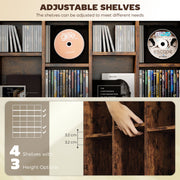 Adjustable CD Storage Cabinet With Multiple Shelves Ideal For Home Office Rustic Brown AOSOM