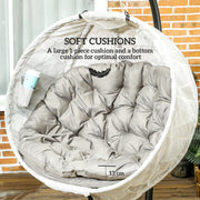 Hanging Egg Chair with Stand Thick Cushion and Cup Holder for Garden or Balcony Sand Brown by Outsunny
