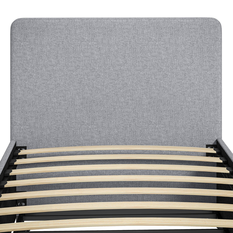 Pull Out Guest Bed Frame with Trundle for Small Spaces Upholstered Backrest