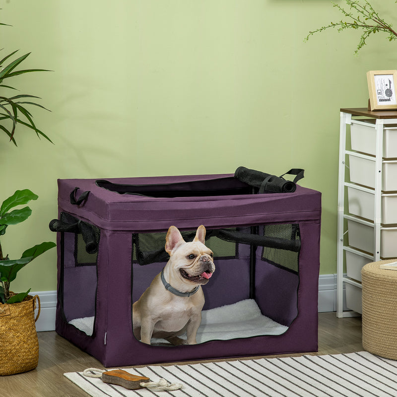 Soft Pet Carrier with Cushion for Small and Medium Dogs Ideal for Travel 80cm, Purple