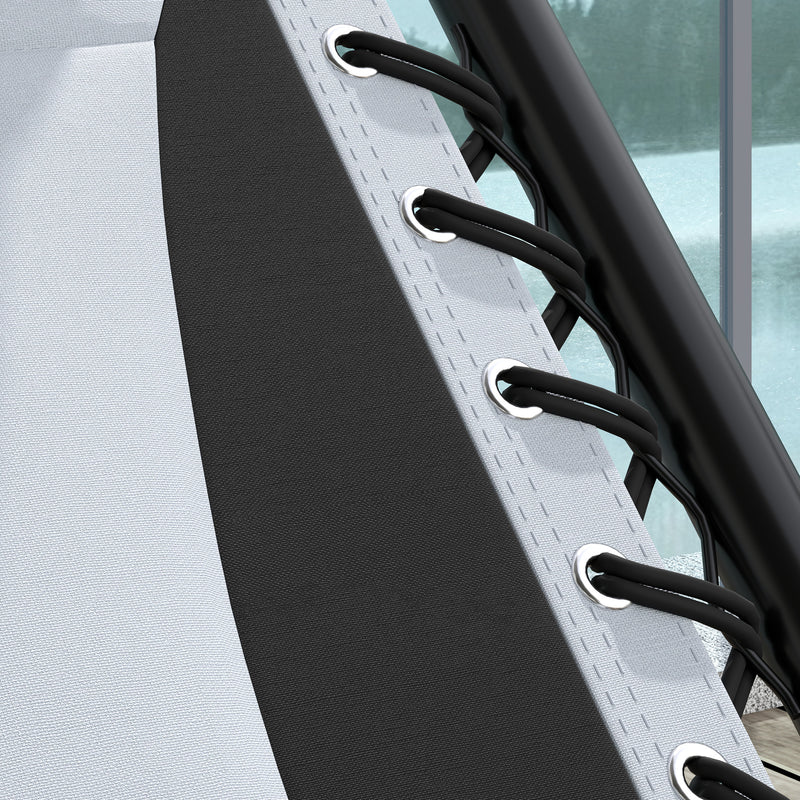 Set of 2 Light Grey Zero Gravity Outdoor Recliner Chairs with Canopy and Cushion by Outsunny