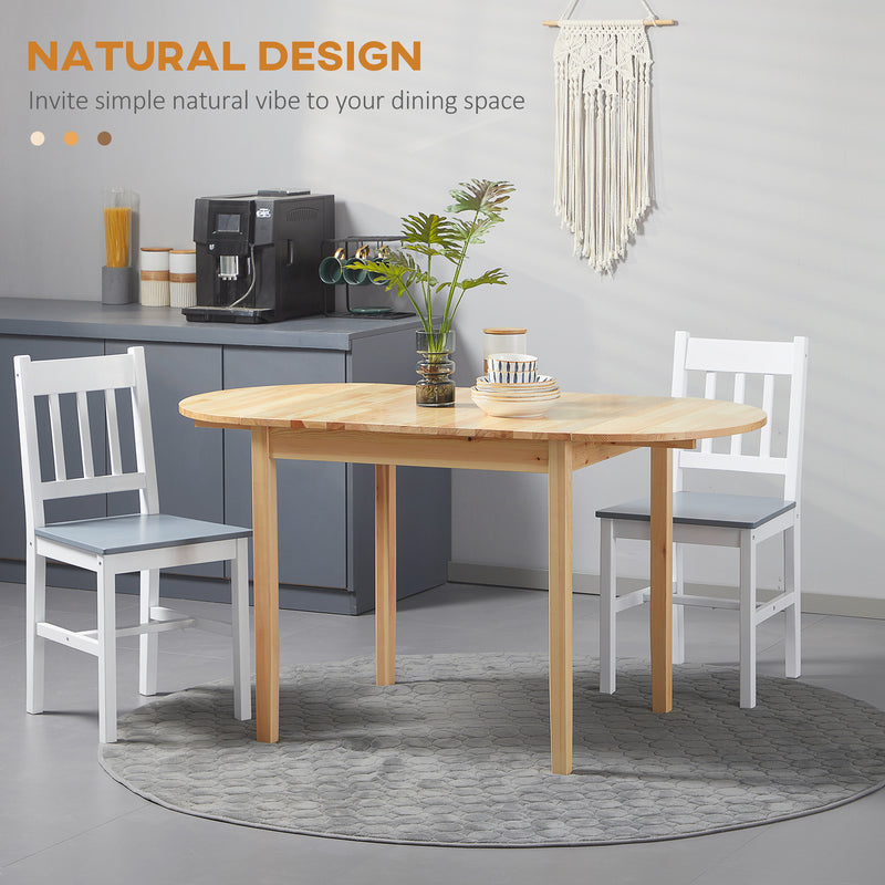 Natural Wooden Drop-Leaf Dining Table Seats 4-6 by HOMCOM