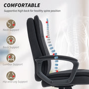Ergonomic Office Chair With Double Padding And Linen Look Fabric For Home Workspaces Black AOSOM