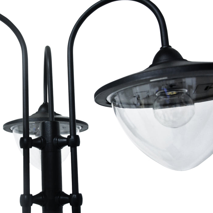 189cm Black Solar Lamp Post with Planter 3 Head Automatic LED Street Light by Outsunny