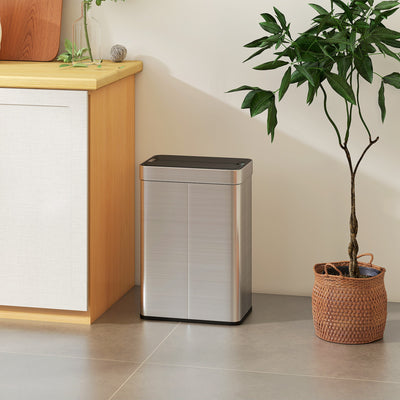 Sensor Kitchen Bin 55L Hands Free with Slim Space Saving Design Silver Tone Homcom