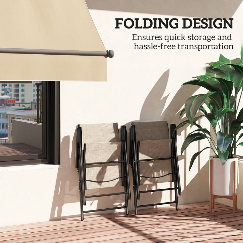 Set of Two Folding Outdoor Chairs Brown and Black Weather-Resistant by Outsunny