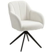 White Swivel Accent Chair With Teddy Fleece Upholstery For Living Room Or Bedroom Use