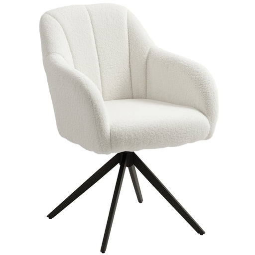 White Swivel Accent Chair With Teddy Fleece Upholstery For Living Room Or Bedroom Use