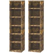 Set of 2 Tall CD Storage Racks with 102 Capacity for Home or Office Use Mid Brown