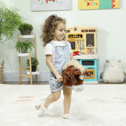 Stick Horse Toy with Real Neighing Sounds and Wooden Wheels for Kids Playtime, Brown AOSOM