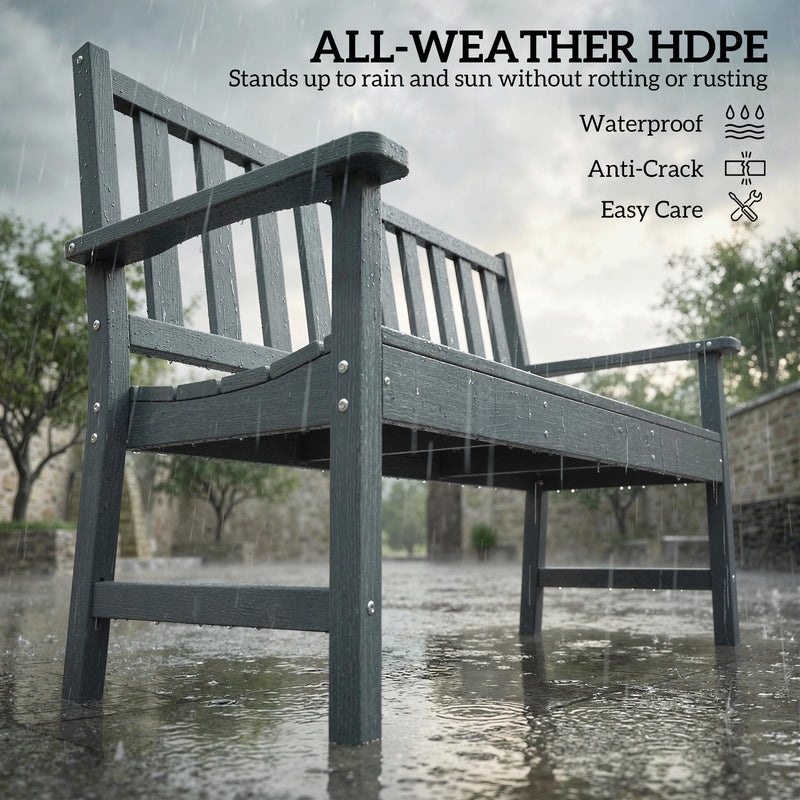Garden Bench for Two with Weatherproof Low Maintenance Design Grey